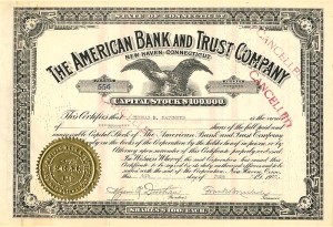 American Bank and Trust Co. - 1928 dated Banking Stock Certificate - Later Became Wells Fargo